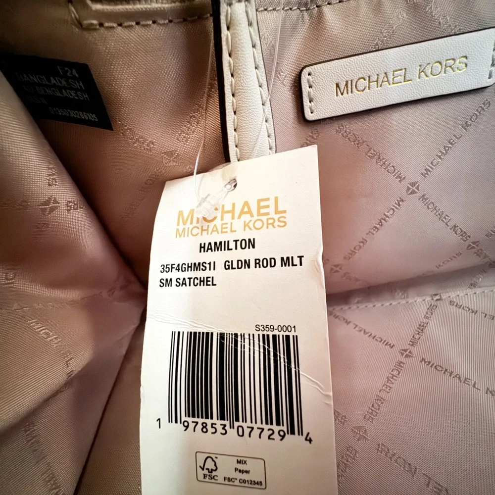 Michael Kors Hamilton Small Satchel Shoulder  Bag Graphic Logo Golden Rod Multi - Picture 11 of 15